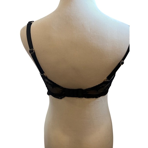Honey Birdette Laura Black Lace Demi Bra with Gold Charm Detail US 32G UK 32F - Picture 5 of 6